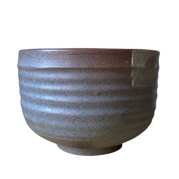 Mid Century Modern Pottery Bowl Artist Signed Palmer 1950 Matte Brown Speckled - Picture 2 of 9